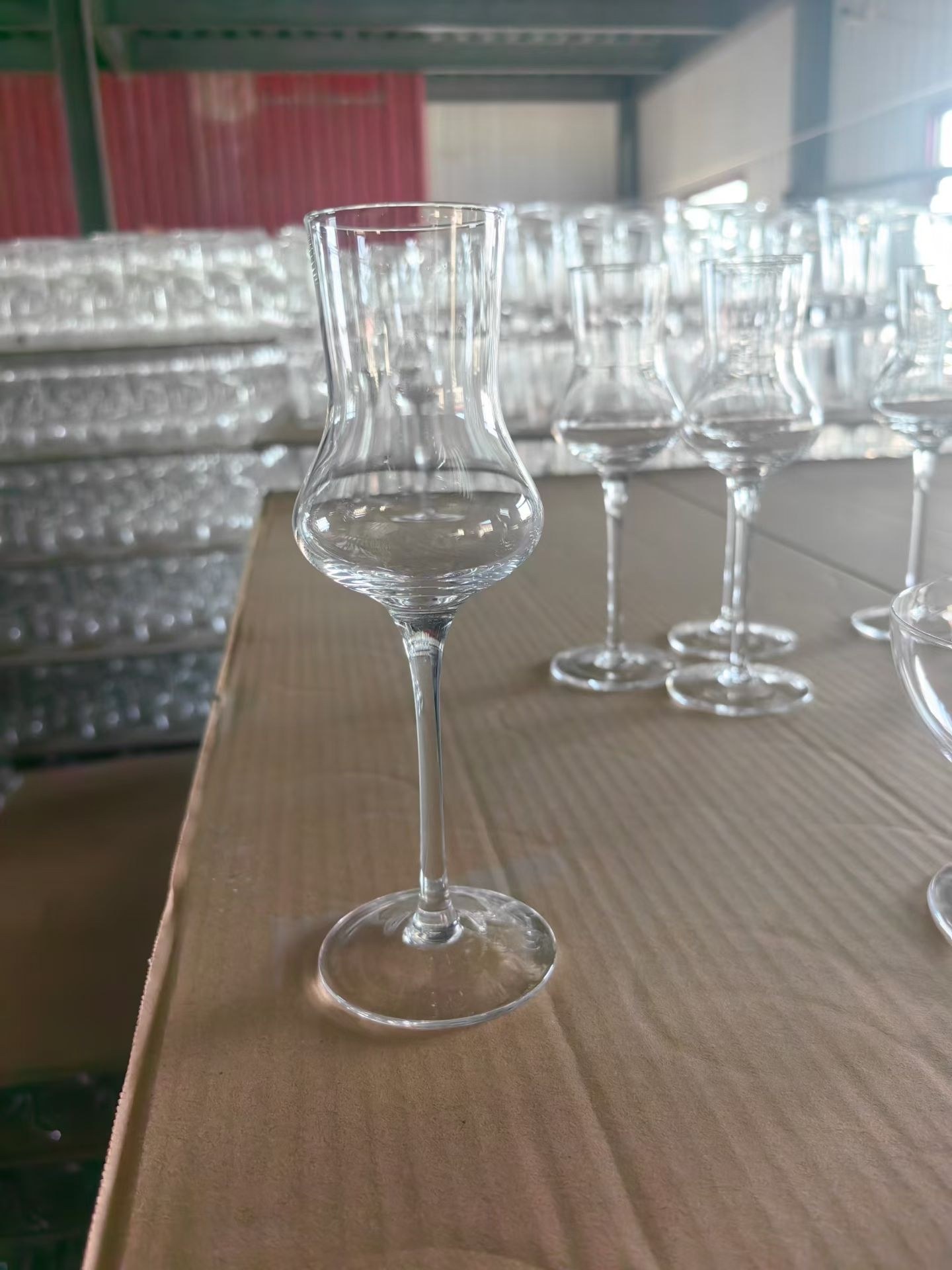champagne flutes wholesale stemware stacked in trays