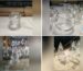 handmade glass decor collage — gourd vase, round vase and glass Christmas tree