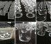 glass vase manufacturer - collage of glass vases in production, six shapes on the factory floor