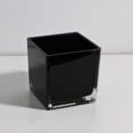 Wholesale square glass vase HP-194-2 wholesale photo - single glossy black spray-color square glass vase with transparent glass base