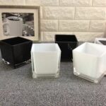 Wholesale square glass vase HP-194-2 wholesale photo - group display of black and white spray-color square glass vases