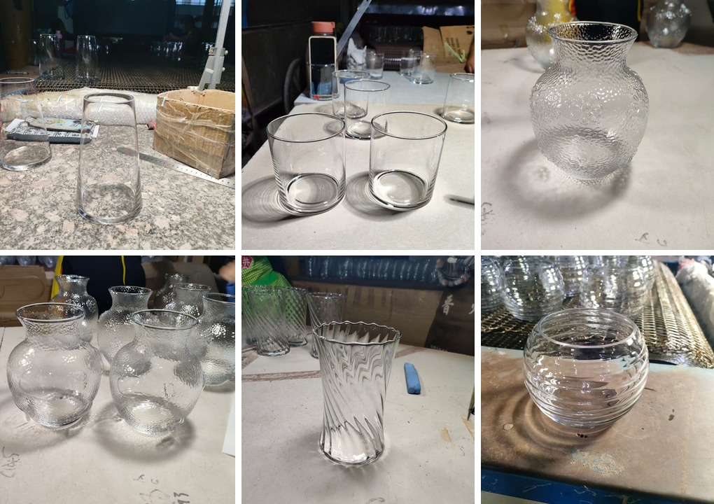 wholesale glass vases - six factory scenes in one production collage